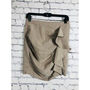 Forever 21 Women Ruffle Ruched Mini Skirt Tan Khaki Beige Size Small S
